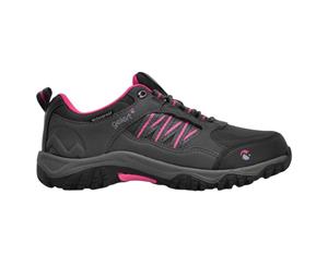 Gelert Kids Horizon Low Waterproof Walking Shoes - Charcoal/Pink Lace Up - Grey