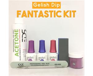 Gelish Dip SNS 1 Dipping Powder Choice of Color Acetone Base Top Coat Nail Kit