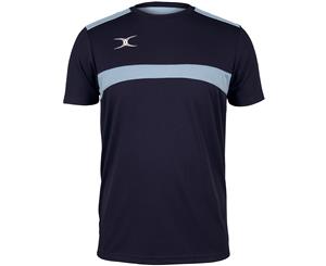 Gilbert Rugby Mens Photon Polyester Breathable T Shirt Tee - Dark Navy/ Sky Blue