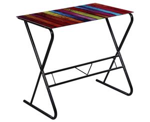 Glass Desk with Rainbow Pattern Home Office Computer Writing Table