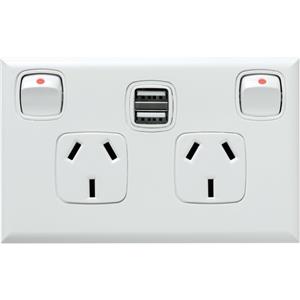HPM EXCEL Double Powerpoint With Dual USB Charger
