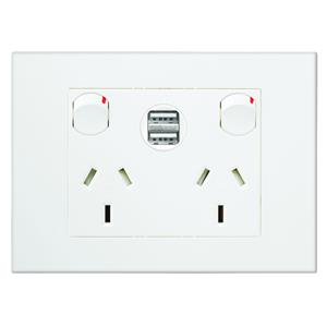 HPM VIVO Double Powerpoint With Double USB Port - White