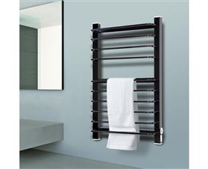 Heated Towel Rail Black Electric Rails Warmer Heater 10 Bars Racks Bathroom