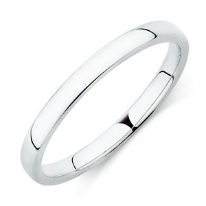 High Domed Wedding Band in 18ct White Gold