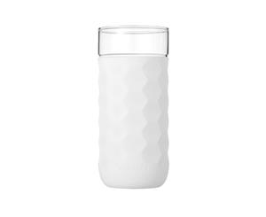 Honeycomb Anti-skid Glass with Silicone Sleeve 380ml in White