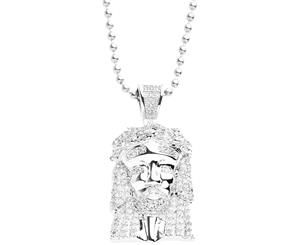 Iced Out Bling Micro Pave Chain - MINI JESUS silver - Silver
