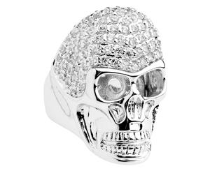 Iced Out Bling Micro Pave Ring - 3D SKULL silver
