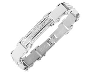 Iced Out Stainless Steel Micro Pave CZ Bracelet - 11mm - Silver