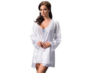Irall Elsa White Satin Dressing Gown with Lace