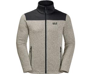 Jack Wolfskin Mens Scandic Warm Knitted Jersey Fleece Jacket Coat - Dusty Grey
