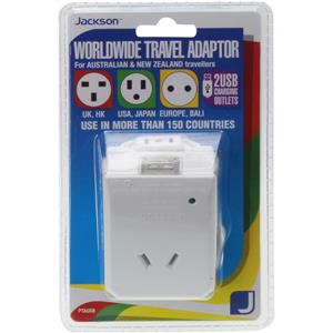 Jackson Worldwide Travel Adaptor with Dual USB Charging