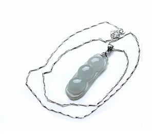 Jewelry Natural A Ice Seed Jadeite Four Beans Pendant Necklace 925 Silver for Women