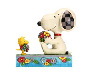 Jim Shore Snoopy and Woodstock with Flowers - Flowers For Friends (Peanuts Collection)
