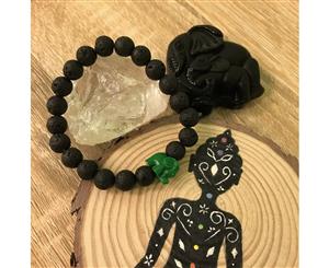 Kid's Little Elephant and Lava Stone Aroma Diffuser Bracelet - Dark Green