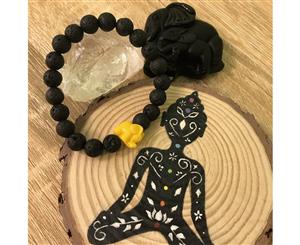 Kid's Little Elephant and Lava Stone Aroma Diffuser Bracelet - Yellow