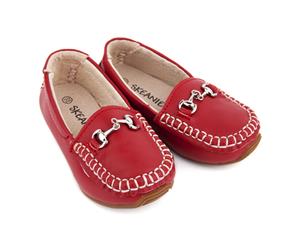 Kids Classic Leather Loafers in Red