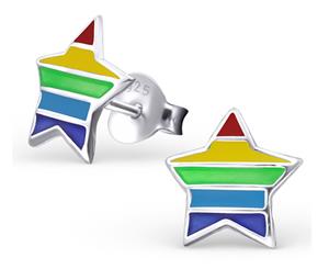 Kids Sterling Silver Rainbow Star Earrings