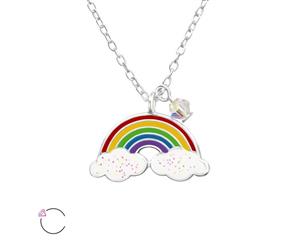 Kids Sterling Silver Swarovski Crystals Rainbow Necklace