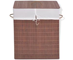 Laundry Basket Bamboo Rectangular Brown Clothes Bin Washing Hamper