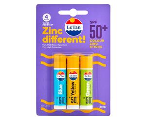 Le Tan Colour Zinc Sticks SPF50+ 3pk