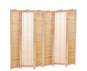 Levede 6 Panel Room Divider Screen Door Stand Privacy String Wood Fold Natural