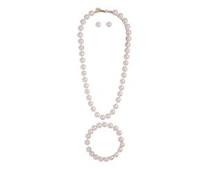 Lovisa Pink Classic Pearl Necklace Earring Bracelet Set