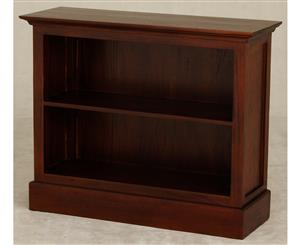 Low Wide Timber Bookcase Bookshelf in Mahogany
