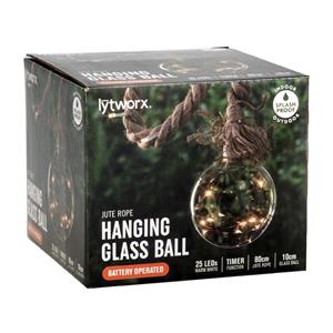 Lytworx 10cm Warm White Battery Operated Rope Light With Glass Balls