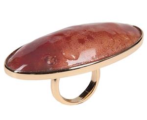 Maison Margiela Oval Top Ring - Red/Gold