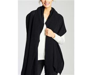 Mansfield Loose Knit Merino Wool Wrap - Black