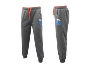 Men's Skinny Jogger Track Pants Cuff Trousers Trackies Sweat Pants - TOKYO 96 - Dark Grey