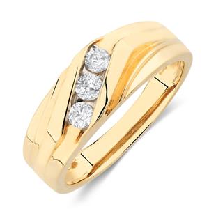 Men's Ring with 1/3 Carat TW of Diamonds in 10ct Yellow Gold