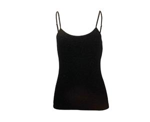 Merino Skins Ladies Essential Camisole Underwear Top - Black