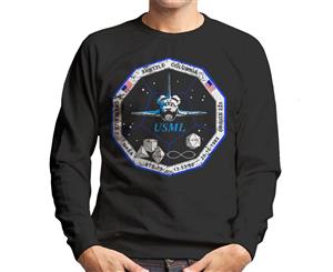NASA STS 73 Columbia Mission Badge Distressed Men's Sweatshirt - Black