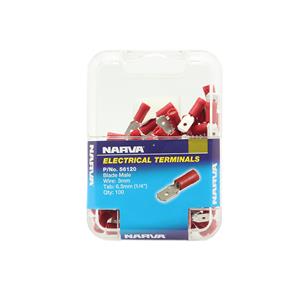 Narva 3mm Red Electrical Terminal Male Blade - 100 Pack