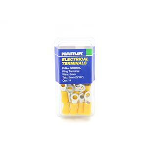 Narva 5-6mm Ring with 5mm Hole Yellow Electrical Terminal Ring - 14 Pack