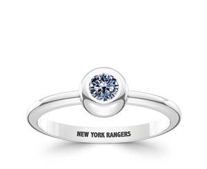 New York Rangers Sapphire Ring For Women In Sterling Silver Design by BIXLER - Sterling Silver