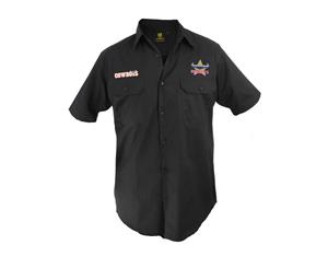 North QLD Queensland Cowboys NRL Short Sleeve Button Work Shirt BLACK