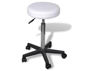 Office Stool White PU Leather Adjustable Salon Swivel Bar Chair Home