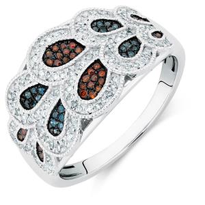 Online Exclusive - Ring with 0.40 Carat TW of Enhanced Blue & Enhanced Brown Diamonds in Sterling Silver