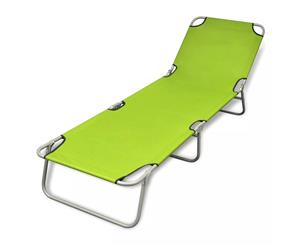 Outdoor Folding Recliner Sun Bed Lounge Pool Beach Chair Sunbake Green Adjust