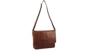 Pierre Cardin Small Rustic Business Leather Bag - Chestnut
