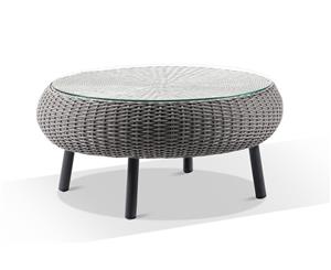 Plantation Hamptons Outdoor Round Wicker Coffee Table - Outdoor Tables - Brushed Grey Wicker