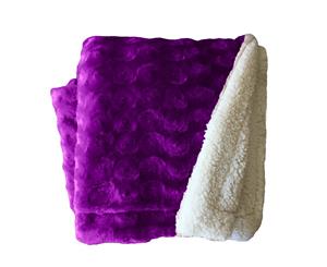 Plush Fleece Sherpa Backed Reversible Throw Blanket 130X160cm in Ultra Violet