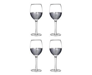 Premier Housewares Apollo Set of 4 Small 300ml Wine Glasses Silver