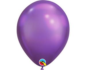 Qualatex 11 Inch Round Plain Latex Balloons (100 Pack) (Chrome Purple) - SG4586