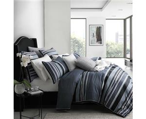 Queen Size - Striped Pierre Navy Quilt Cover Set from Private Collection