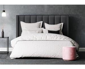 Queen Size Upholstered Fabric Wing Bed Head - Emilie Collection (Charcoal 125cm)