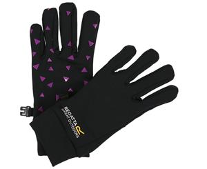 Regatta Boys & Girls Lightweight Polyester Walking Extra Grippy Gloves - Blk/Camellia