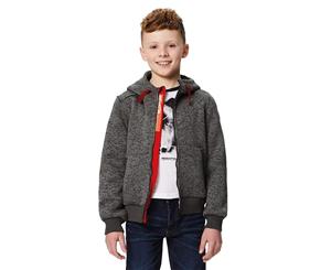 Regatta Childrens Boys Adeon Knit Effect Fleece Jacket (Graphite Black) - RG3941